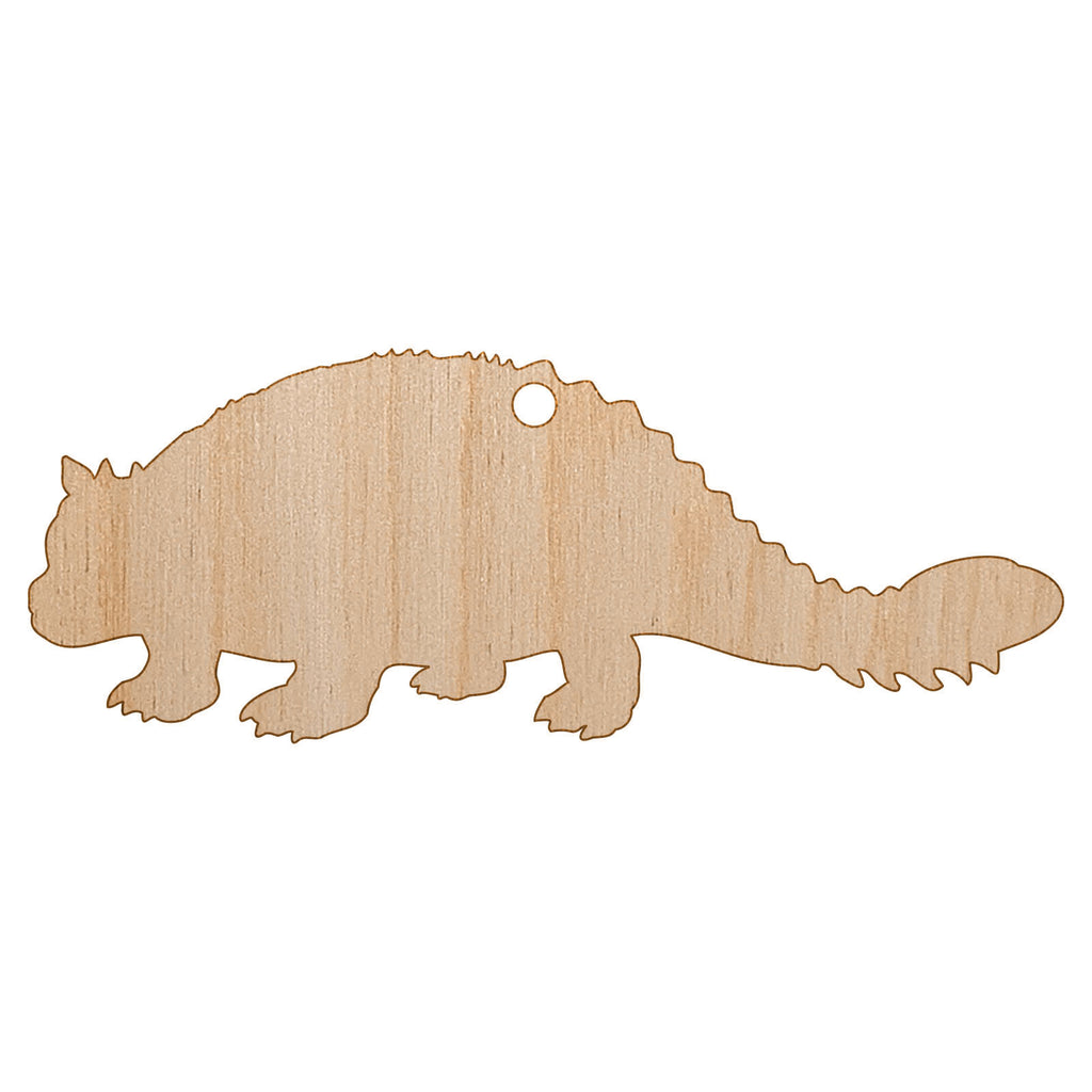 Ankylosaurus Dinosaur Solid Unfinished Craft Wood Holiday Christmas Tree DIY Pre-Drilled Ornament