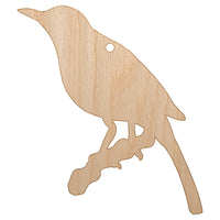 Bird on Branch Solid Unfinished Craft Wood Holiday Christmas Tree DIY Pre-Drilled Ornament