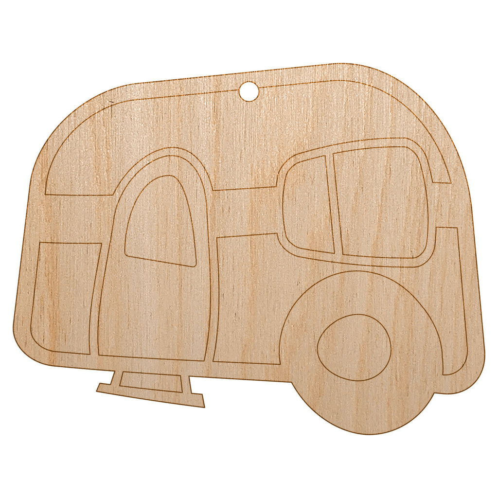 Camper Doodle Unfinished Craft Wood Holiday Christmas Tree DIY Pre-Drilled Ornament