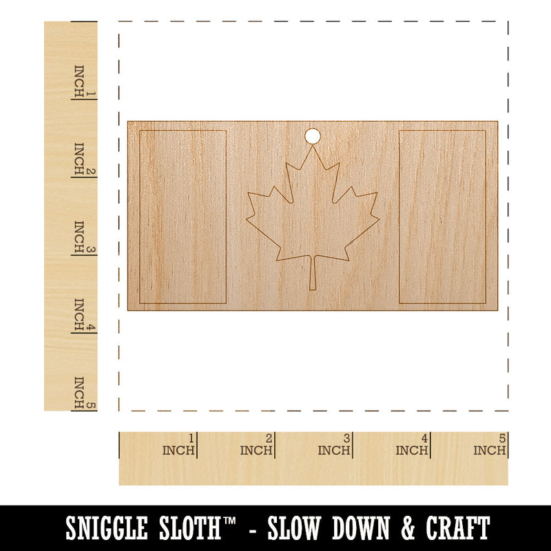 Canada Flag Unfinished Craft Wood Holiday Christmas Tree DIY Pre-Drilled Ornament