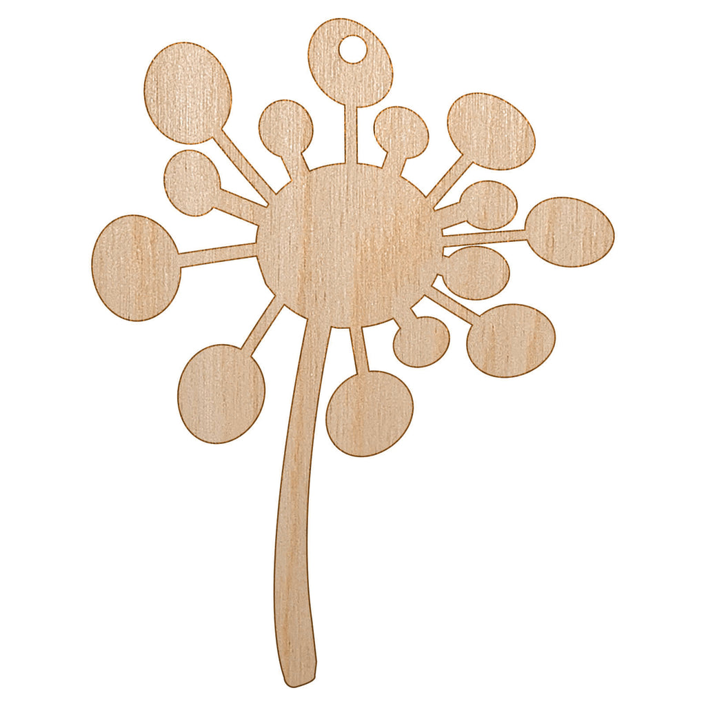 Dandelion Abstract Doodle Unfinished Craft Wood Holiday Christmas Tree DIY Pre-Drilled Ornament