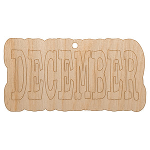 December Month Calendar Fun Text Unfinished Craft Wood Holiday Christmas Tree DIY Pre-Drilled Ornament
