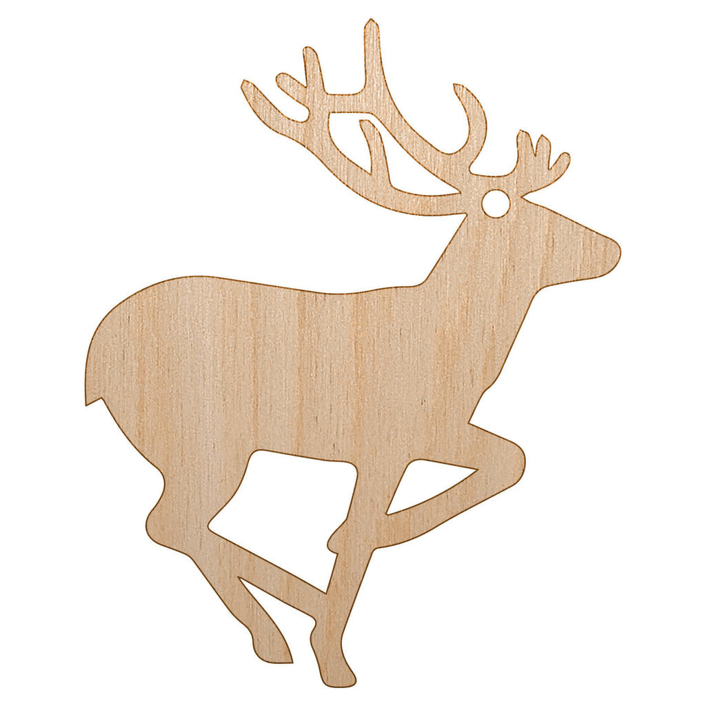 Deer Buck in Profile Solid Unfinished Craft Wood Holiday Christmas Tree DIY Pre-Drilled Ornament