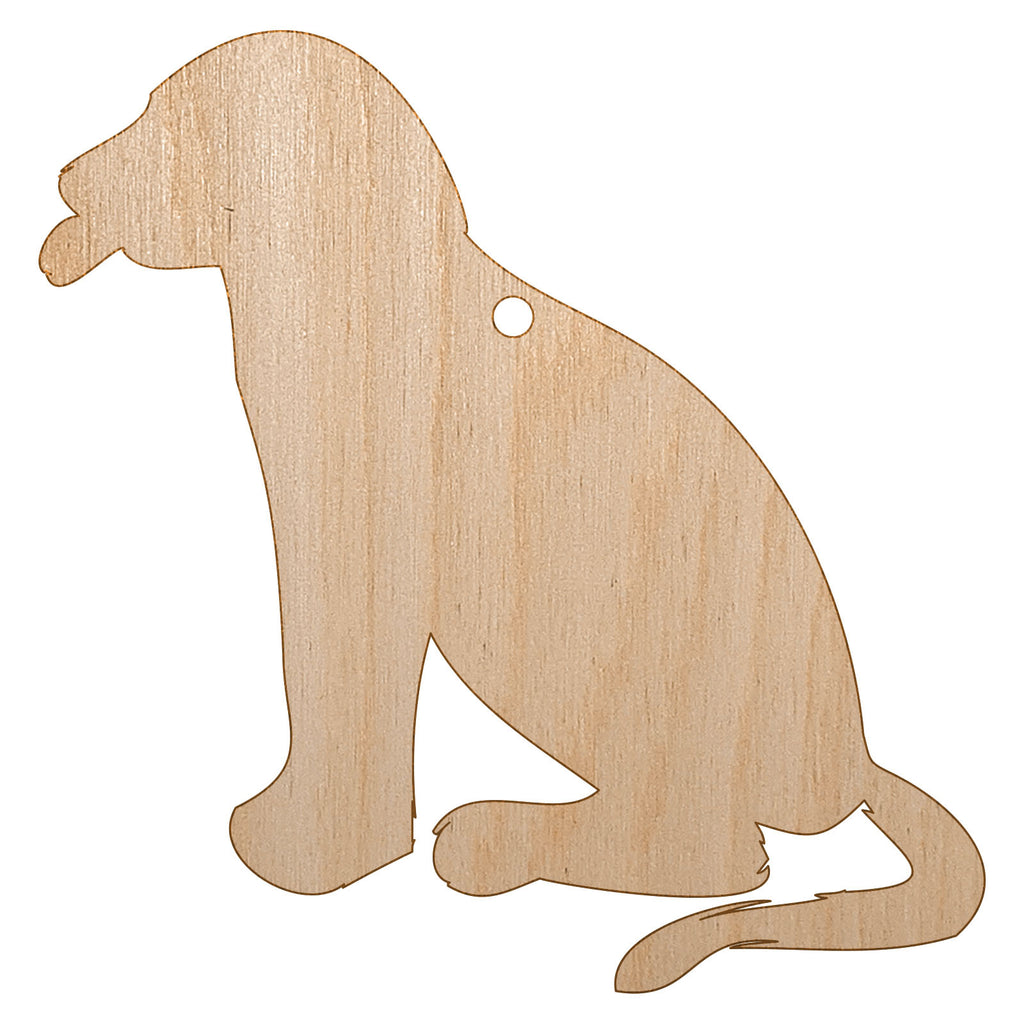 Dog Puppy Tongue Out Sitting Unfinished Craft Wood Holiday Christmas Tree DIY Pre-Drilled Ornament