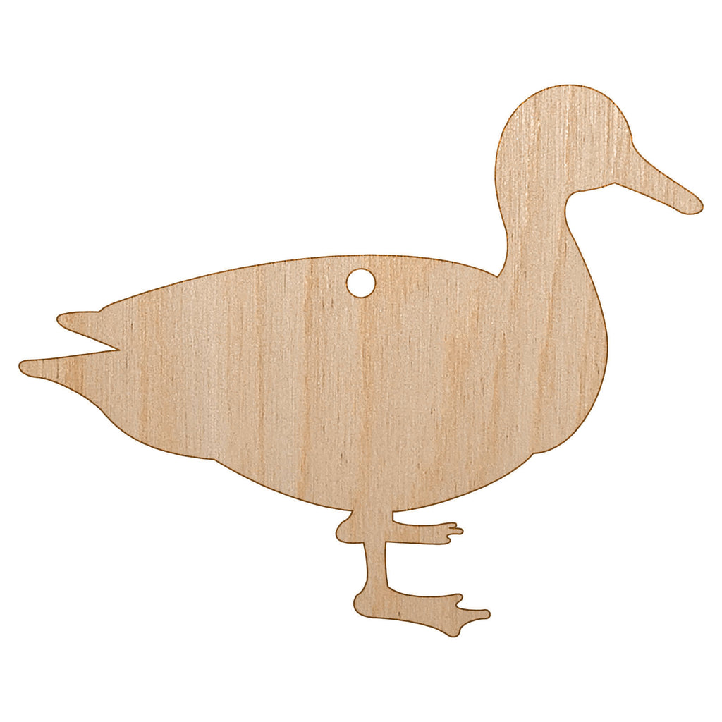 Duck Standing Solid Unfinished Craft Wood Holiday Christmas Tree DIY Pre-Drilled Ornament