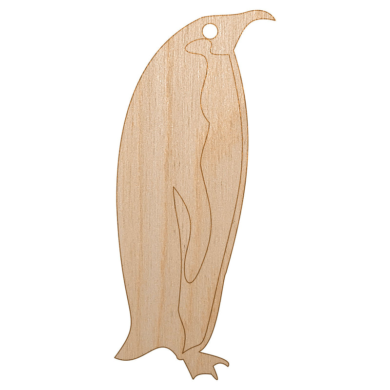 Emperor Penguin Profile Unfinished Craft Wood Holiday Christmas Tree DIY Pre-Drilled Ornament