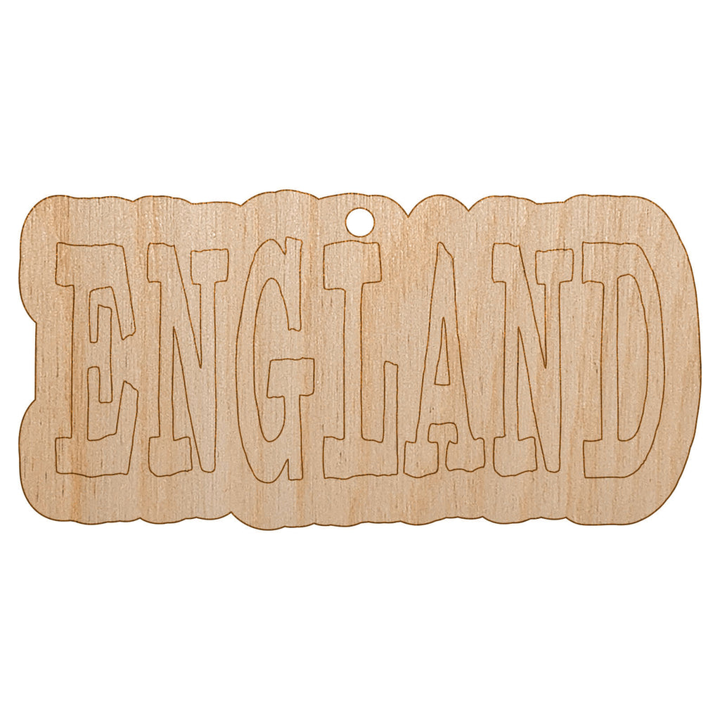 England Fun Text Unfinished Craft Wood Holiday Christmas Tree DIY Pre-Drilled Ornament