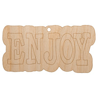 Enjoy Fun Text Unfinished Craft Wood Holiday Christmas Tree DIY Pre-Drilled Ornament
