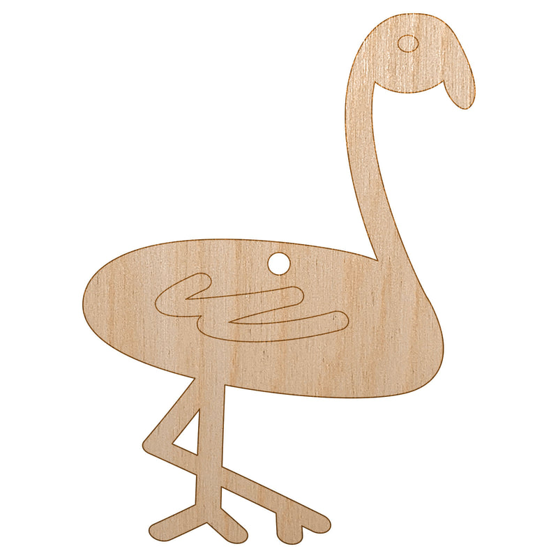 Flamingo Doodle Unfinished Craft Wood Holiday Christmas Tree DIY Pre-Drilled Ornament