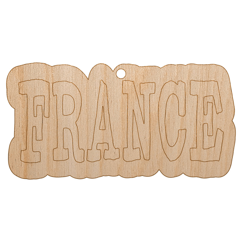 France Fun Text Unfinished Craft Wood Holiday Christmas Tree DIY Pre-Drilled Ornament