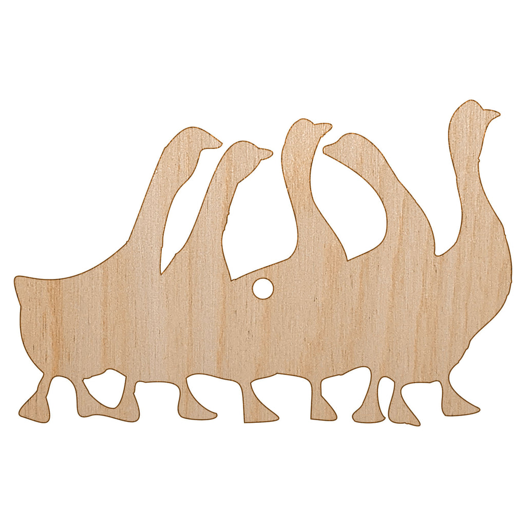 Geese Gaggle Goose Family Solid Unfinished Craft Wood Holiday Christmas Tree DIY Pre-Drilled Ornament