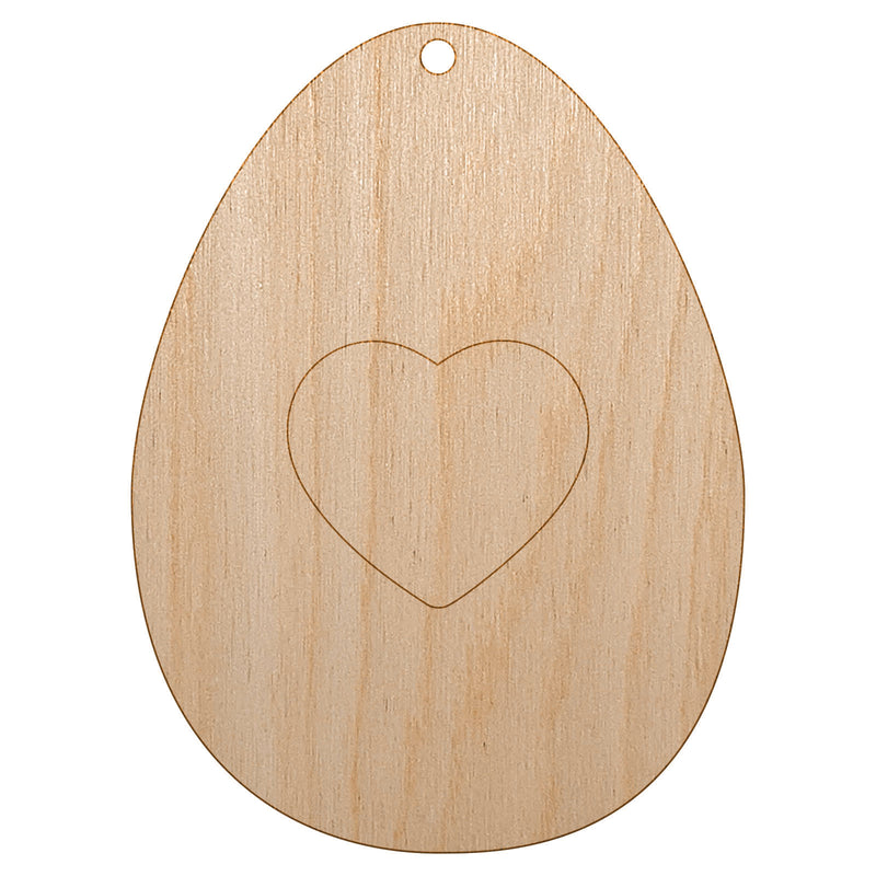Heart in Egg Unfinished Craft Wood Holiday Christmas Tree DIY Pre-Drilled Ornament