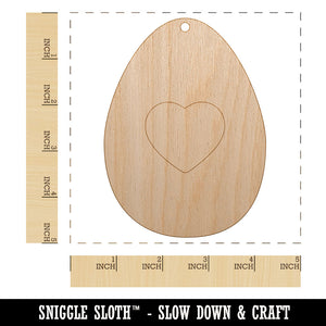 Heart in Egg Unfinished Craft Wood Holiday Christmas Tree DIY Pre-Drilled Ornament