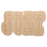 July Month Calendar Fun Text Unfinished Craft Wood Holiday Christmas Tree DIY Pre-Drilled Ornament