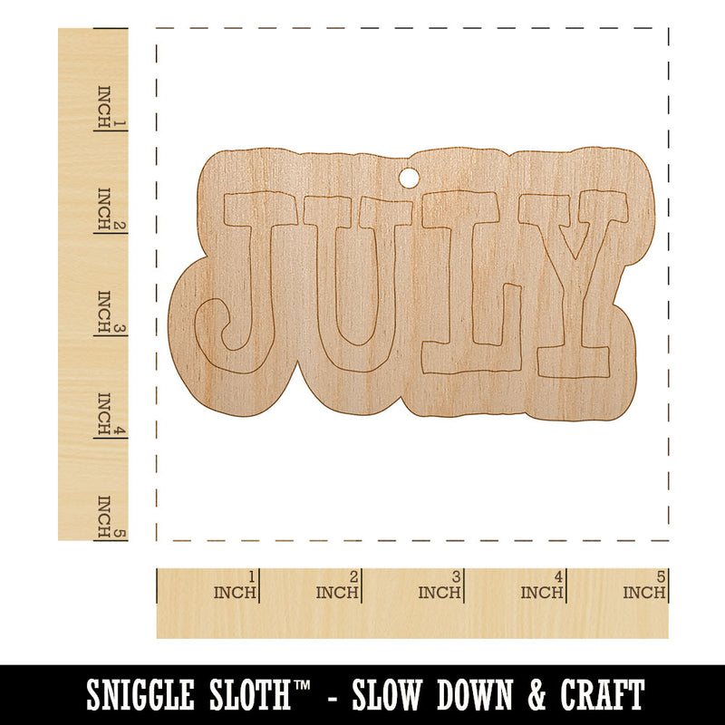 July Month Calendar Fun Text Unfinished Craft Wood Holiday Christmas Tree DIY Pre-Drilled Ornament