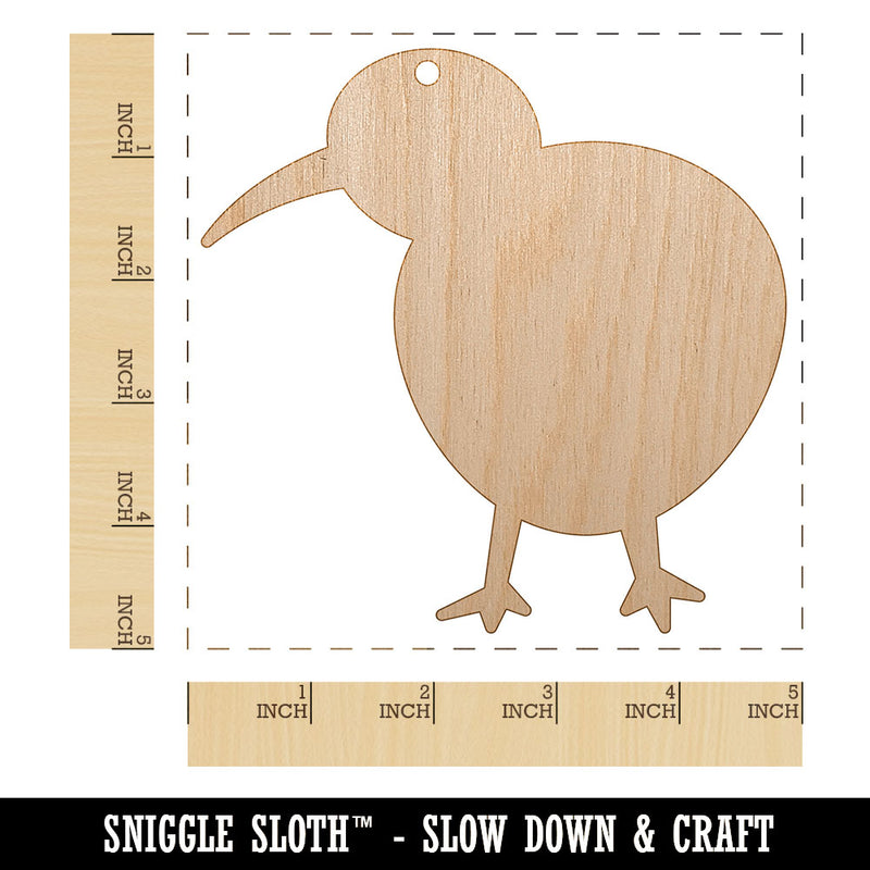 Kiwi Bird Solid Unfinished Craft Wood Holiday Christmas Tree DIY Pre-Drilled Ornament