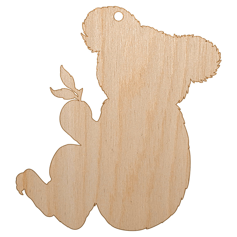 Koala with Leaves Solid Unfinished Craft Wood Holiday Christmas Tree DIY Pre-Drilled Ornament