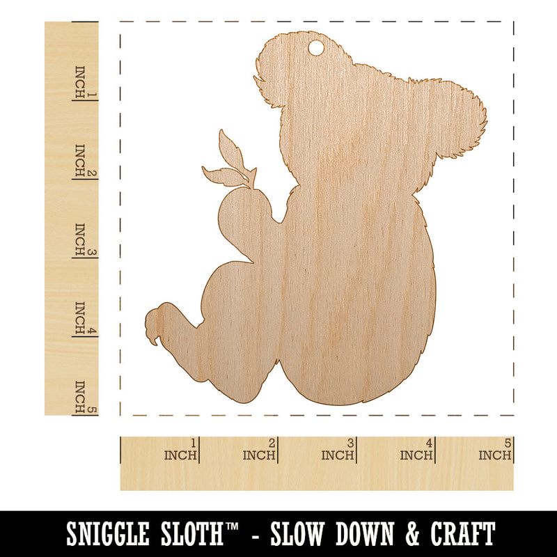 Koala with Leaves Solid Unfinished Craft Wood Holiday Christmas Tree DIY Pre-Drilled Ornament