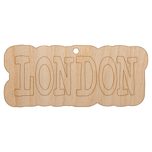 London Fun Text Unfinished Craft Wood Holiday Christmas Tree DIY Pre-Drilled Ornament