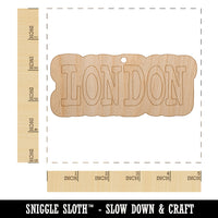 London Fun Text Unfinished Craft Wood Holiday Christmas Tree DIY Pre-Drilled Ornament