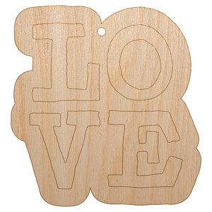 Love Text Stacked Unfinished Craft Wood Holiday Christmas Tree DIY Pre-Drilled Ornament
