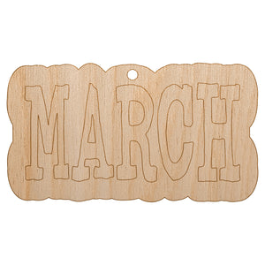 March Month Calendar Fun Text Unfinished Craft Wood Holiday Christmas Tree DIY Pre-Drilled Ornament
