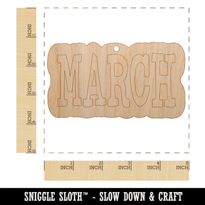 March Month Calendar Fun Text Unfinished Craft Wood Holiday Christmas Tree DIY Pre-Drilled Ornament