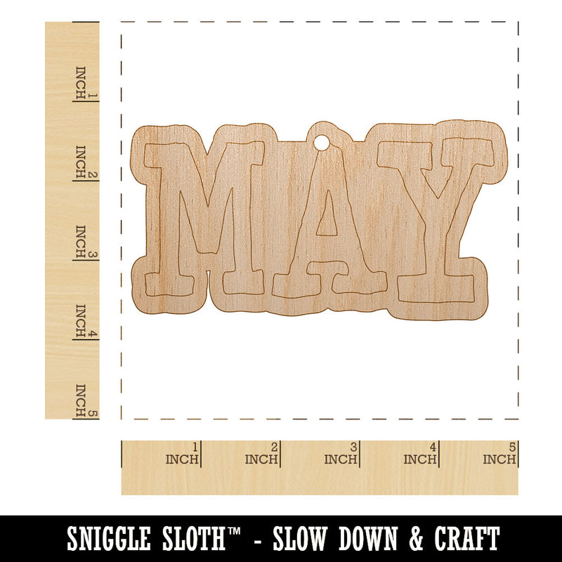 May Month Calendar Fun Text Unfinished Craft Wood Holiday Christmas Tree DIY Pre-Drilled Ornament