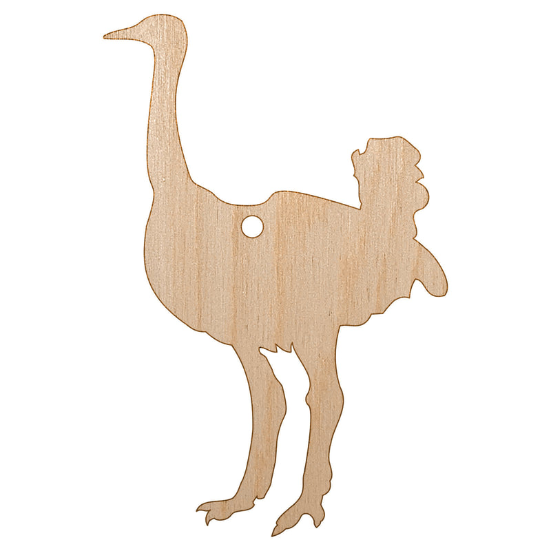 Ostrich Bird Solid Unfinished Craft Wood Holiday Christmas Tree DIY Pre-Drilled Ornament
