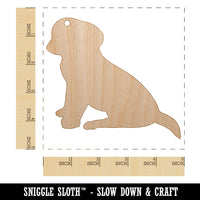 Puppy Dog Sitting Solid Unfinished Craft Wood Holiday Christmas Tree DIY Pre-Drilled Ornament