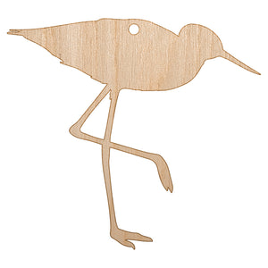 Sandpiper Bird Solid Unfinished Craft Wood Holiday Christmas Tree DIY Pre-Drilled Ornament
