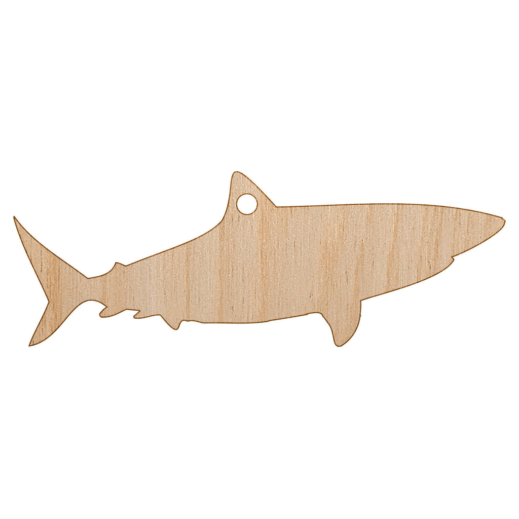 Shark Solid Unfinished Craft Wood Holiday Christmas Tree DIY Pre-Drilled Ornament