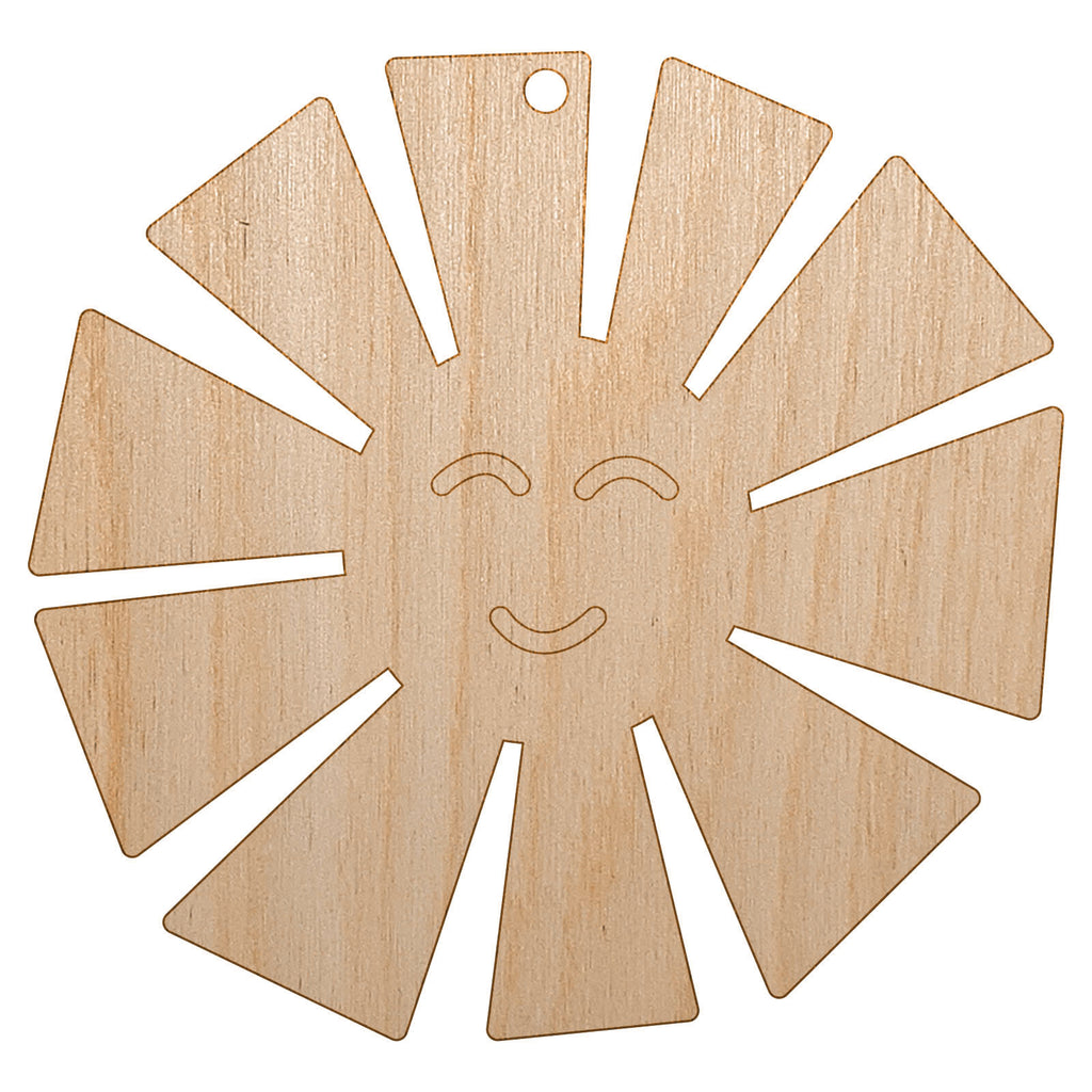 Smiling Sunshine Unfinished Craft Wood Holiday Christmas Tree DIY Pre-Drilled Ornament