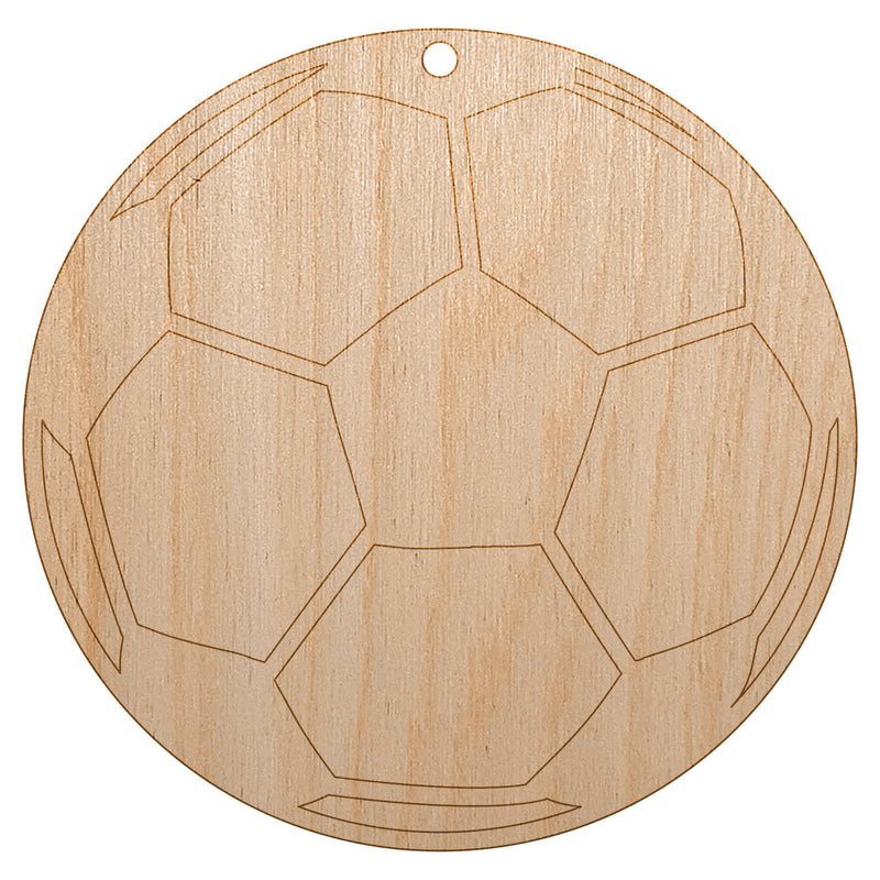 Soccer Ball Unfinished Craft Wood Holiday Christmas Tree DIY Pre-Drilled Ornament