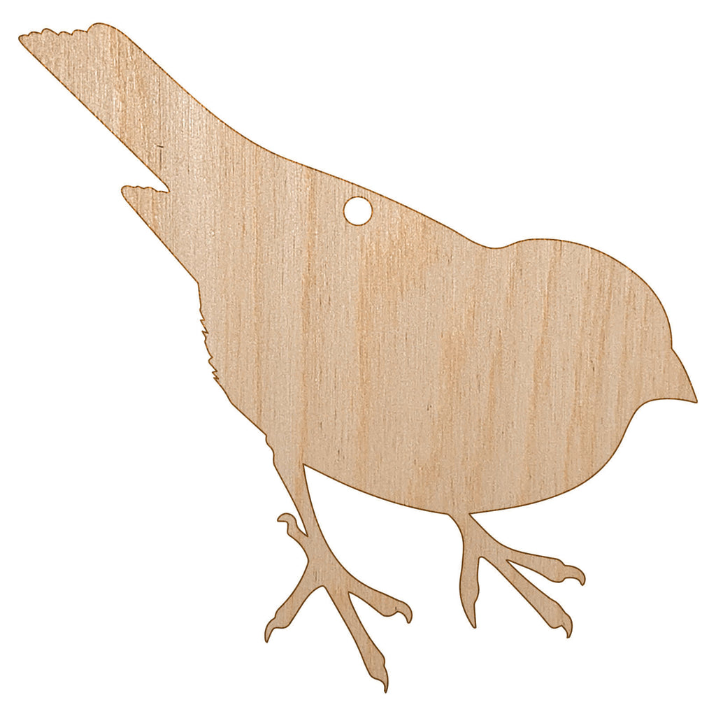 Sparrow Bird Solid Unfinished Craft Wood Holiday Christmas Tree DIY Pre-Drilled Ornament
