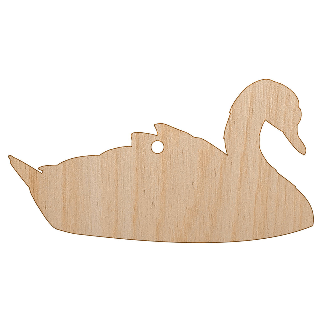 Swan Swimming Solid Unfinished Craft Wood Holiday Christmas Tree DIY Pre-Drilled Ornament