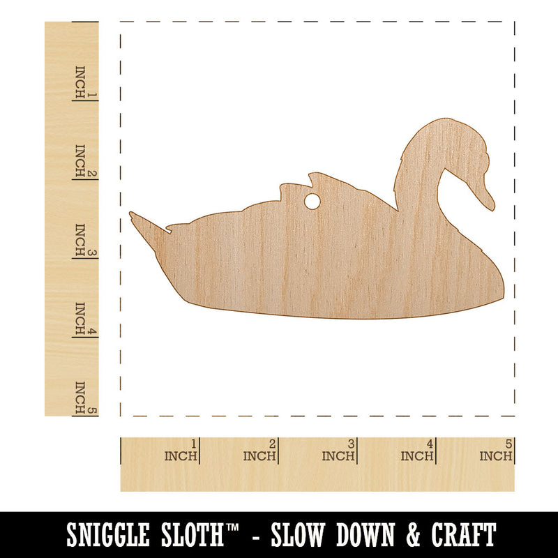 Swan Swimming Solid Unfinished Craft Wood Holiday Christmas Tree DIY Pre-Drilled Ornament
