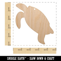 Turtle Swimming Solid Unfinished Craft Wood Holiday Christmas Tree DIY Pre-Drilled Ornament