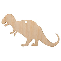 Tyrannosaurus Rex Dinosaur Solid Unfinished Craft Wood Holiday Christmas Tree DIY Pre-Drilled Ornament