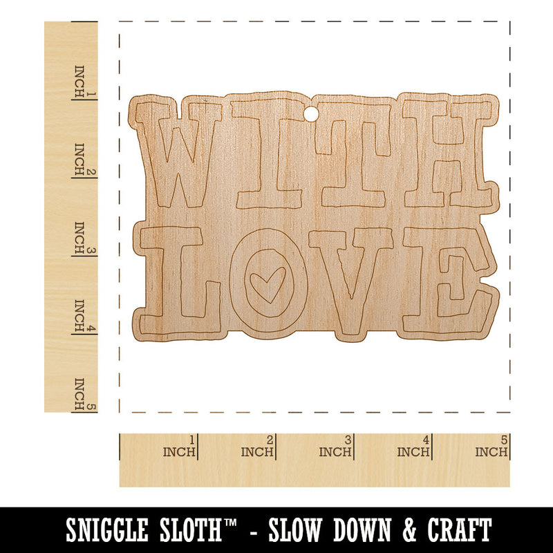 With Love Heart Fun Text Unfinished Craft Wood Holiday Christmas Tree DIY Pre-Drilled Ornament