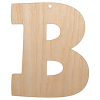 Letter B Uppercase Fun Bold Font Unfinished Craft Wood Holiday Christmas Tree DIY Pre-Drilled Ornament