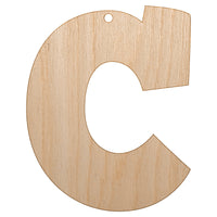 Letter C Uppercase Fun Bold Font Unfinished Craft Wood Holiday Christmas Tree DIY Pre-Drilled Ornament