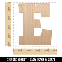 Letter E Uppercase Fun Bold Font Unfinished Craft Wood Holiday Christmas Tree DIY Pre-Drilled Ornament