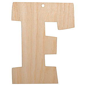 Letter F Uppercase Fun Bold Font Unfinished Craft Wood Holiday Christmas Tree DIY Pre-Drilled Ornament