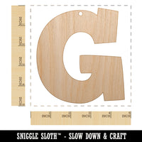 Letter G Uppercase Fun Bold Font Unfinished Craft Wood Holiday Christmas Tree DIY Pre-Drilled Ornament