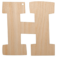 Letter H Uppercase Fun Bold Font Unfinished Craft Wood Holiday Christmas Tree DIY Pre-Drilled Ornament