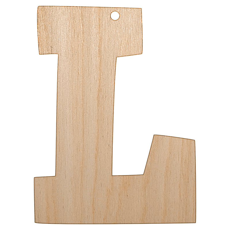 Letter L Uppercase Fun Bold Font Unfinished Craft Wood Holiday Christmas Tree DIY Pre-Drilled Ornament