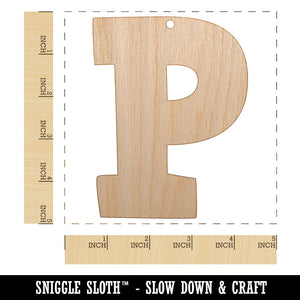 Letter P Uppercase Fun Bold Font Unfinished Craft Wood Holiday Christmas Tree DIY Pre-Drilled Ornament