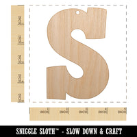 Letter S Uppercase Fun Bold Font Unfinished Craft Wood Holiday Christmas Tree DIY Pre-Drilled Ornament