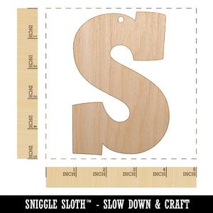 Letter S Uppercase Fun Bold Font Unfinished Craft Wood Holiday Christmas Tree DIY Pre-Drilled Ornament